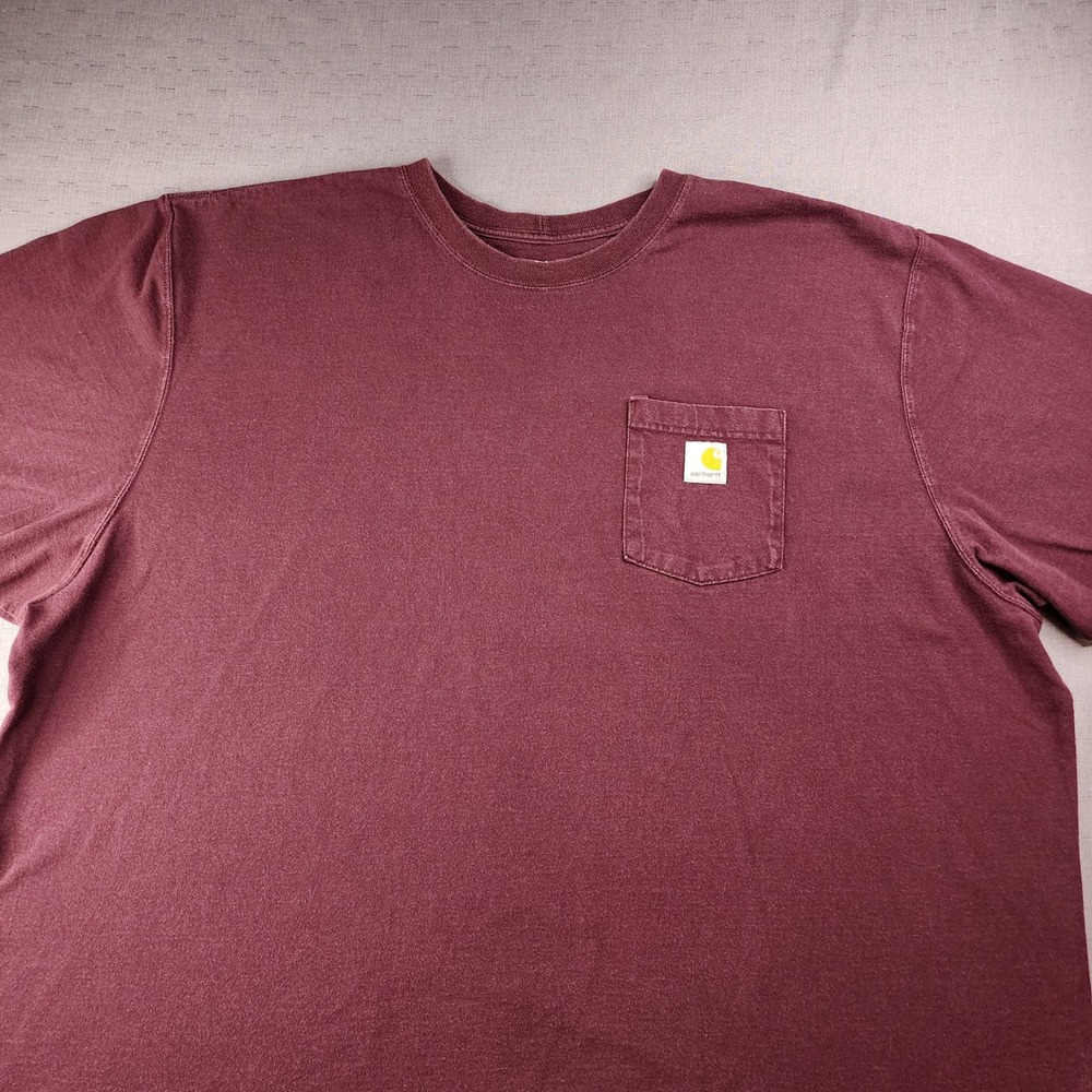 Carhartt K87 Mens 4XL Loose Fit Pocket T-Shirt Maroon Red Heavyweight Cotton